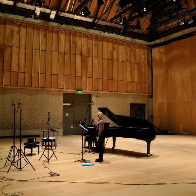 Recording 'Love said to me...' with Joseph Middleton, Britten Studio, Snape Maltings (photo: Andrew Mellor)