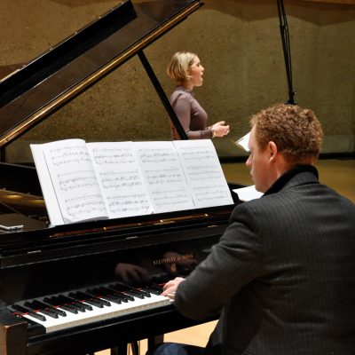 Recording 'Love said to me...' with Joseph Middleton, Britten Studio, Snape Maltings (photo: Andrew Mellor)