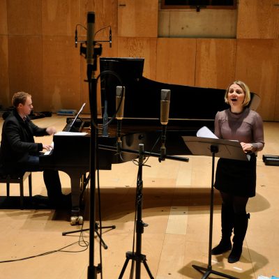 Recording 'Love said to me...' with Joseph Middleton, Britten Studio, Snape Maltings (photo: Andrew Mellor)
