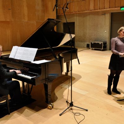 Recording 'Love said to me...' with Joseph Middleton, Britten Studio, Snape Maltings (photo: Andrew Mellor)